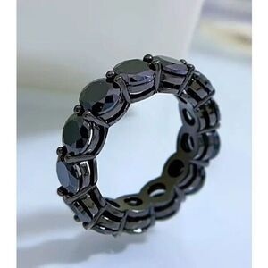 925 Sterling Silver 7 Cttw Black Moissanite Black Rhodium Plated Eternity Ring